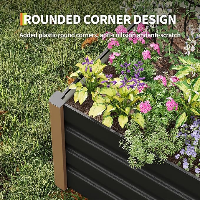 Garvee Large Aluminum Raised Garden Bed 6.5' x 2.5' x 16", Open-Bottom Jumbo Size for Serious Gardening, with Rounded Safety Corners & Anti-Cut Trim, Outdoor Planter Box Kit, Gray Garvee