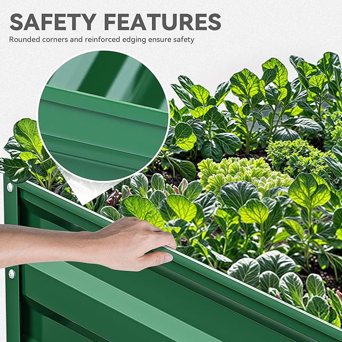 YITAHOME 6x3x2ft 2pcs Large Raised Garden Bed Kit, Galvanized Metal Planter Box with Gloves, Ground Nails, Support Rod, Outdoor Above Ground Planters for Plants Vegetables Flowers, Green YITAHOME