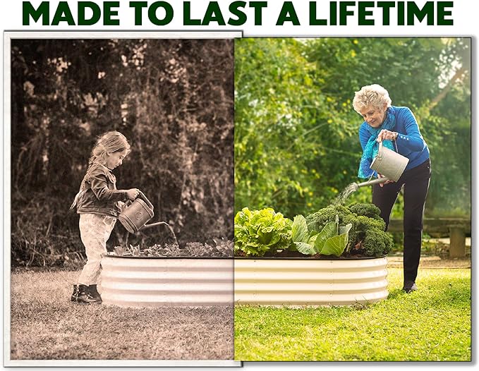 Plant & Plot Galvanized Raised Garden Beds Outdoor // 6×3×1 ft (2-Pack) Planter Raised Beds for Gardening, Vegetables, Flowers // Large Metal Garden Box // Patented Tool-Free Design (White) PlantPlot