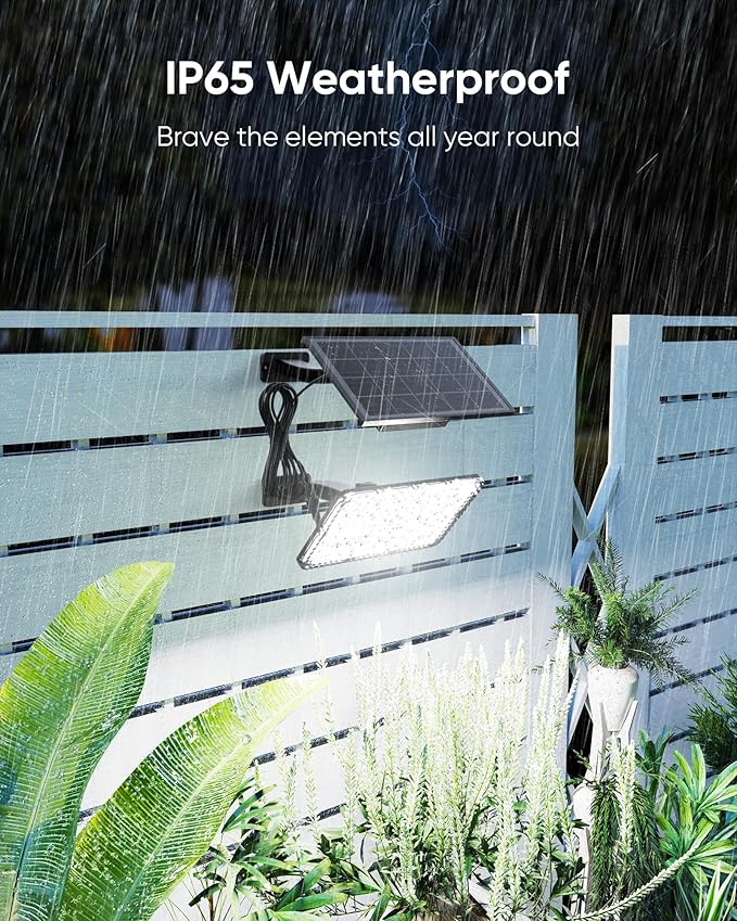 JACKYLED Solar Lights Outdoor 299 LED 1000 Lumens Bright Solar Wall Spotlight with 4000mAh Battery IP65 Waterproof Dusk to Dawn Auto Lighting for Front Door Balcony Shop Barn Garage (Black, 2-Pack) JACKYLED