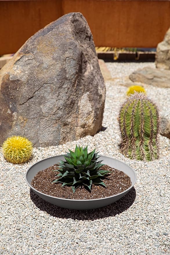 Veradek Mason Series Lane Bowl Planter| for Indoor or Outdoor Tabletops/Gardens |Made from Plastic-Stone Composite with Drainage Holes|Modern Décor for Flowers, Succulents, Small Plants VeradekOutdoor