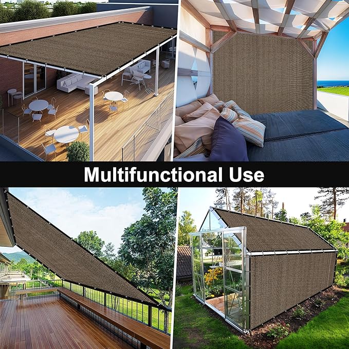 Artpuch 90% Sun Shade Cloth, 5 x 16 FT Pergola Shade Cover Canopy with Grommets, Sun Screen Fabric Tarp for Patio, Outdoor, Garden, Backyard, Mocha Artpuch