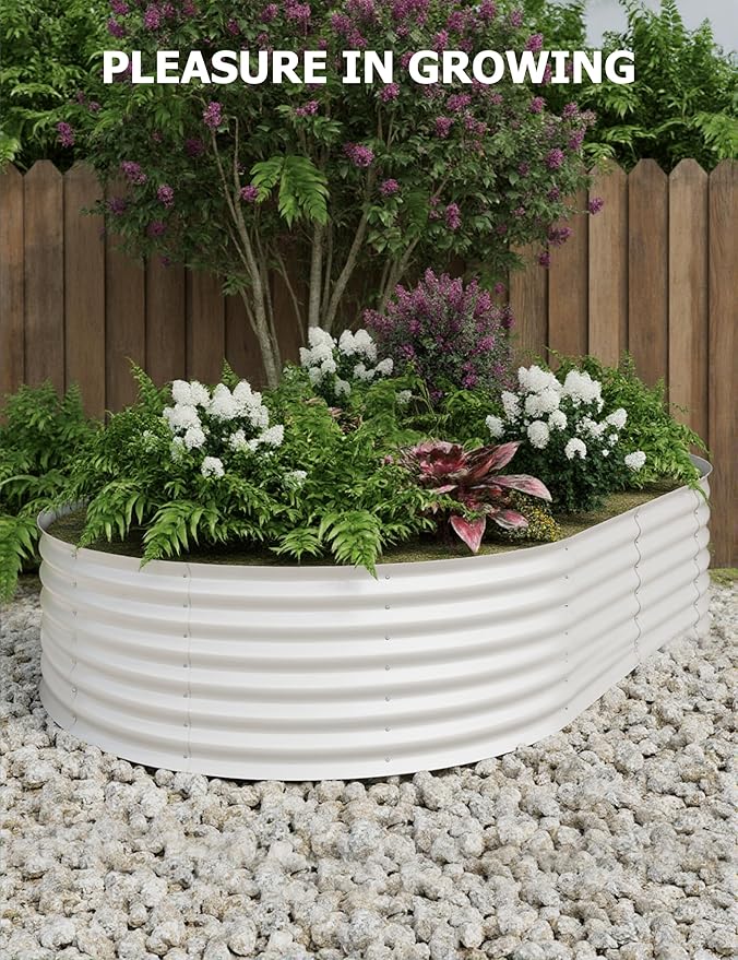 GarveeLife 10x4x1.5 ft Galvanized Raised Garden Bed - 18“ Tall Metal Planter Box for Vegetables, Flowers, Herbs, Rust-Resistant Outdoor Garden Box, Easy Assembly Raised Beds for Gardening, Beige GarveeLife