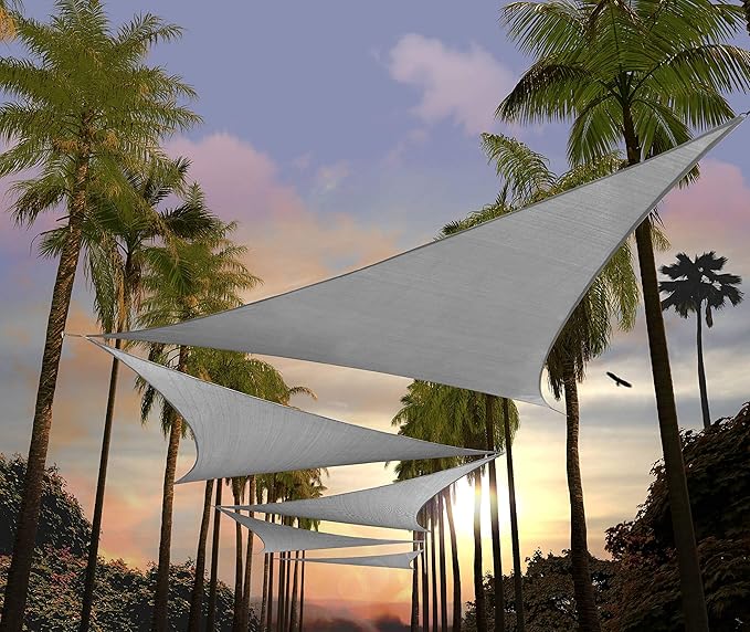 Amgo Custom Size 4' x 4' x 4' Grey Triangle Sun Shade Sail Order to Make Canopy Awning UPF50+ AGSLT, 95% UV Blockage, Water & Air Permeable, 200GSM Commercial Standard (We Customize) Amgo