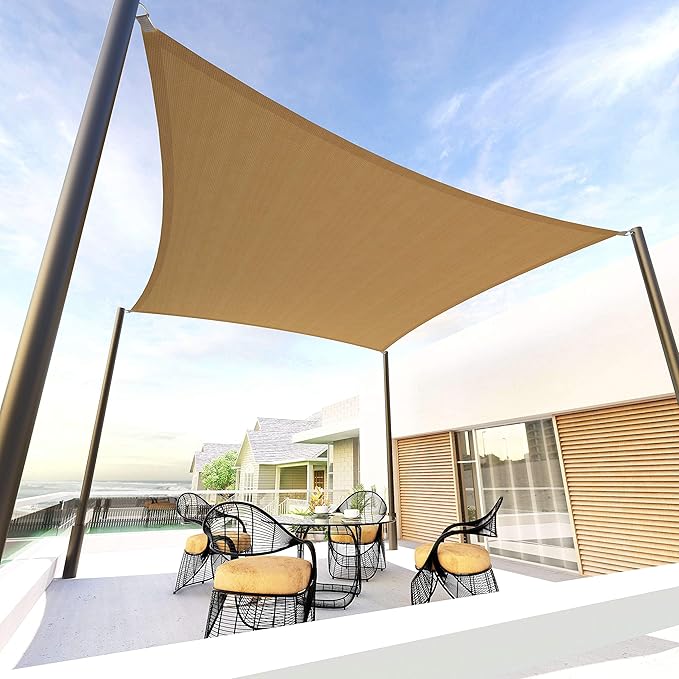 Tronssien Rectangle 12'x16' Sun Shade Sail,95% UV Blockage Canopy Awning for Outdoor Patio and Garden, Yard Activities Tronssien