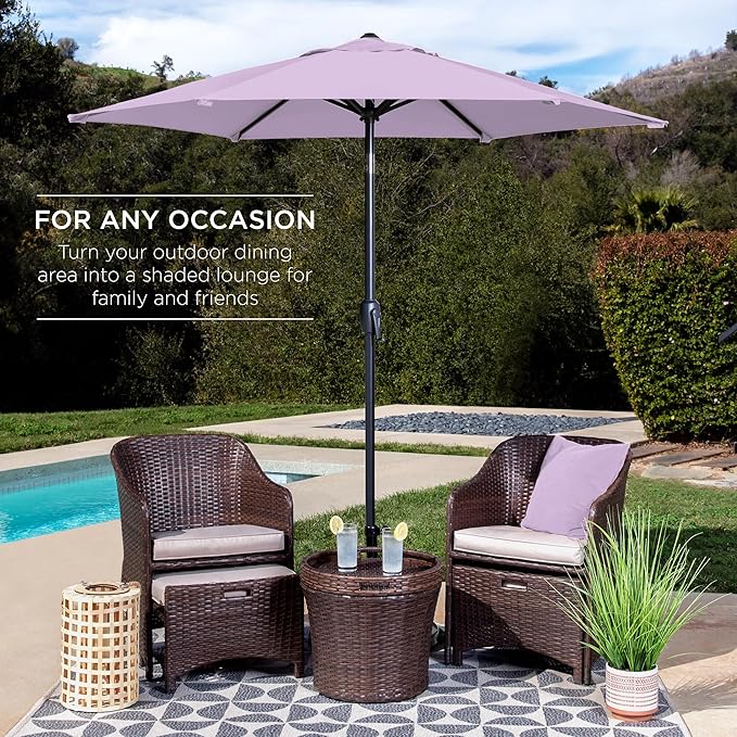 Best Choice Products 7.5ft Heavy-Duty Round Outdoor Market Table Patio Umbrella w/Steel Pole, Push Button Tilt, Easy Crank Lift - Lavender BestChoiceProducts