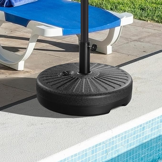 Yaheetech Umbrella Base 85.7lbs Round Water & Sand Filled Patio Outdoor Umbrella Stand with Steel Umbrella Holder Suit for Dia 1.5'' or 1.9'' Umbrella Pole, Black Yaheetech