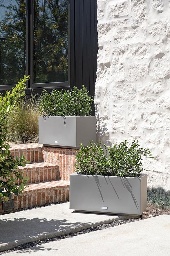 Veradek Block Series Long Box Planter - Large Rectangular Planter for Indoor or Outdoor Patio/Porch | Durable All-Weather Use with Drainage Holes | Modern Décor for Tall Plants, Flowers or Shrubs VeradekOutdoor