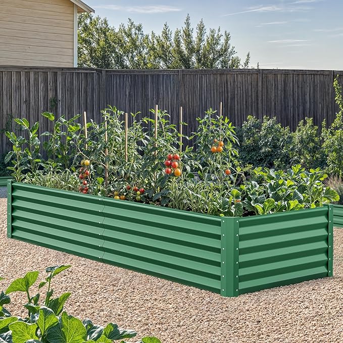 YITAHOME 72x36x18 in 2pcs Galvanized Raised Garden Bed Kit, Large Metal Planter Box with Gloves & Support Rod, Outdoor Flower Bed for Plants Vegetables, Green YITAHOME