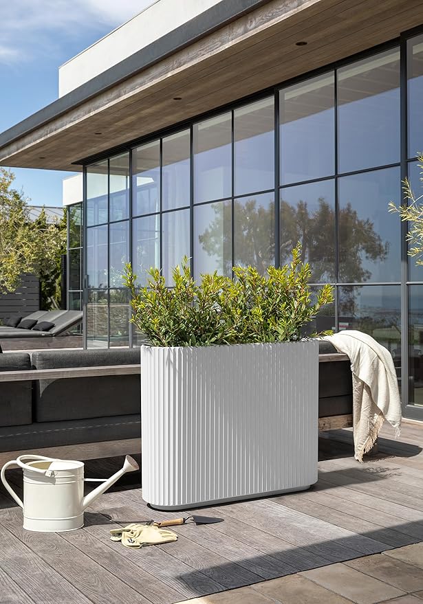 Veradek Demi Series Span Planter for Front Porch, Patio, Backyard | Durable Plastic-Stone Composite Material | Modern Décor for Shrubs, Flowers VeradekOutdoor