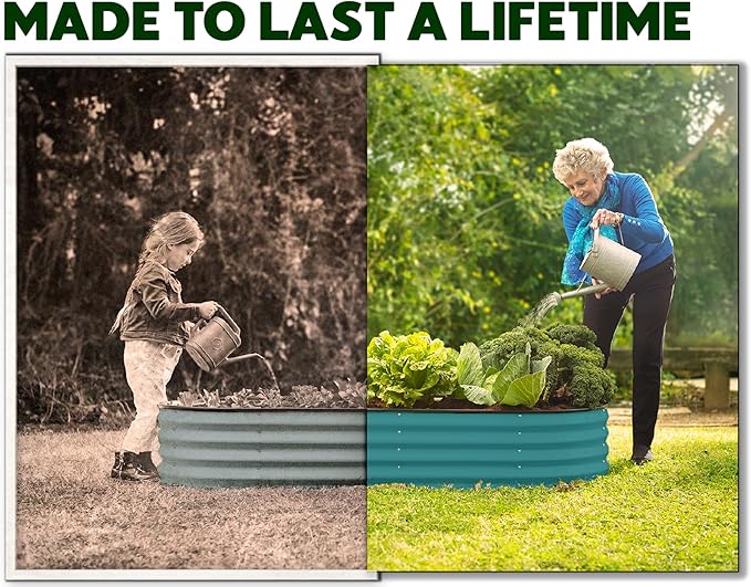 Plant & Plot Galvanized Raised Garden Beds Outdoor // 4×2×1 ft (2-Pack) Planter Raised Beds for Gardening, Vegetables, Flowers (Turquoise) // Large Metal Garden Box PlantPlot
