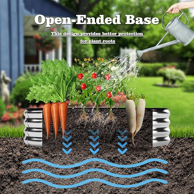 Galvanized Metal Planter Raised Garden Bed Kit for Gardening Outdoor，6x3x2ft Planter Grow Garden Box Raised Flower Bed，Long Vegetable Clearance Herb Raised Garden Beds For Container Gardening ZFHgarden