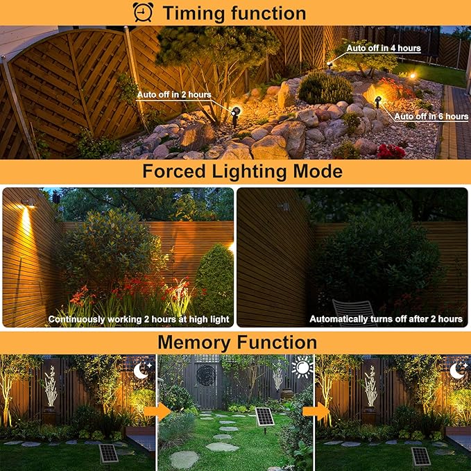 MEIKEE Solar Spot Lights Outdoor, 4-in-1 Solar Landscape Lights, 4W/6V IP66 Waterproof, 2700K/4000K/6500K Outdoor Landscape Spotlights with Remote for Garden Yard Driveway MEIKEE