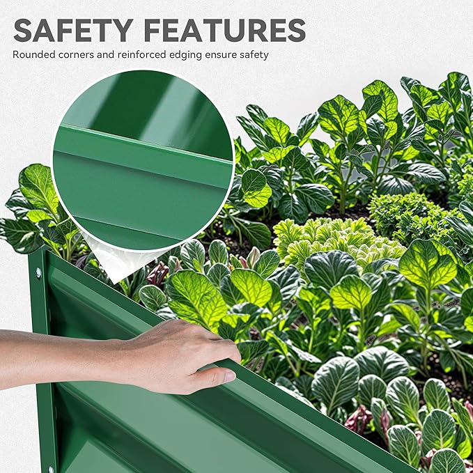 YITAHOME 72x36x18 in 2pcs Galvanized Raised Garden Bed Kit, Large Metal Planter Box with Gloves & Support Rod, Outdoor Flower Bed for Plants Vegetables, Green YITAHOME