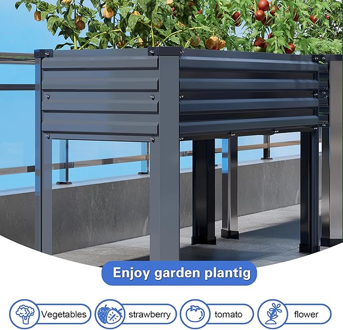 Galvanized Raised Garden Bed with Legs,2PCS 48×18×30in Elevated Planter Box for Backyard,Outdoor Garden, Patio, Balcony, 300lb Capacity,Grey DIIYIV