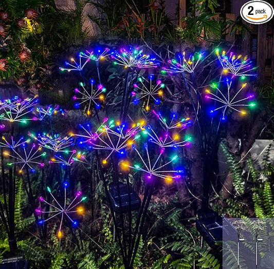 Kwaiffeo Solar Garden Lights Outdoor Waterproof Decorative Solar Lights for Outside 2 Pack with120 LED Swaying Fairy Firework Light Yard Garden Decor, Gifts for Mother's Day Mom Grandma Women Kwaiffeo