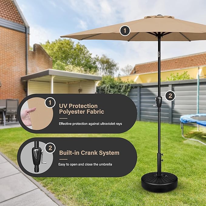 Simple Deluxe 9' Patio Umbrella Outdoor Table Market Yard Umbrella with Push Button Tilt/Crank SimpleDeluxe