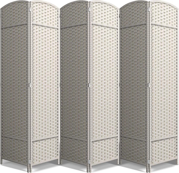 Sorbus 6 Panel Room Divider 6 ft. Tall - Privacy Screen, Extra Wide Double Hinged Panels, Mesh Hand-Woven Design, Partition Room Dividers and Folding Privacy Screens, Wall Divider for Room Separation Sorbus