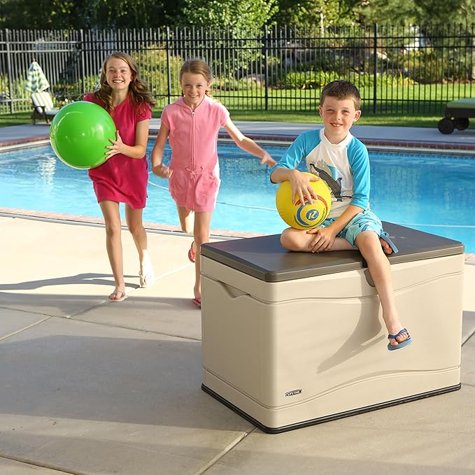 LIFETIME 60103 Deck Storage Box, 80 Gallon, Desert Sand/Brown Lifetime