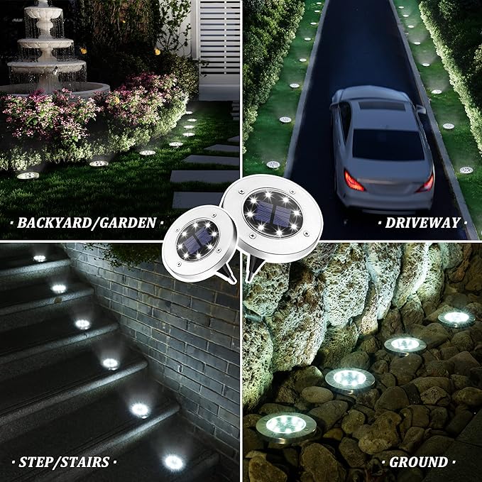 SOLPEX Solar Lights Outdoor Waterproof, 20 Pack Solar Ground Lights, Solar Garden Lights Landscape Lighting for Pathway Driveway Patio Backyard Walkway (Cool White) Solpex