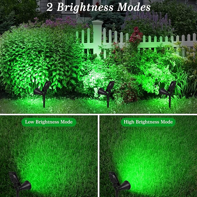 T-SUN Green Solar Spotlights, IP65 Waterproof Outdoor 4 LED Solar Garden Lights, Auto ON/Off Adjustable Wall Lights, 180°Angle Adjustable for Tree,Patio,Yard,Driveway,Stairs,Pool Area (Green-4 Pack) T-SUN