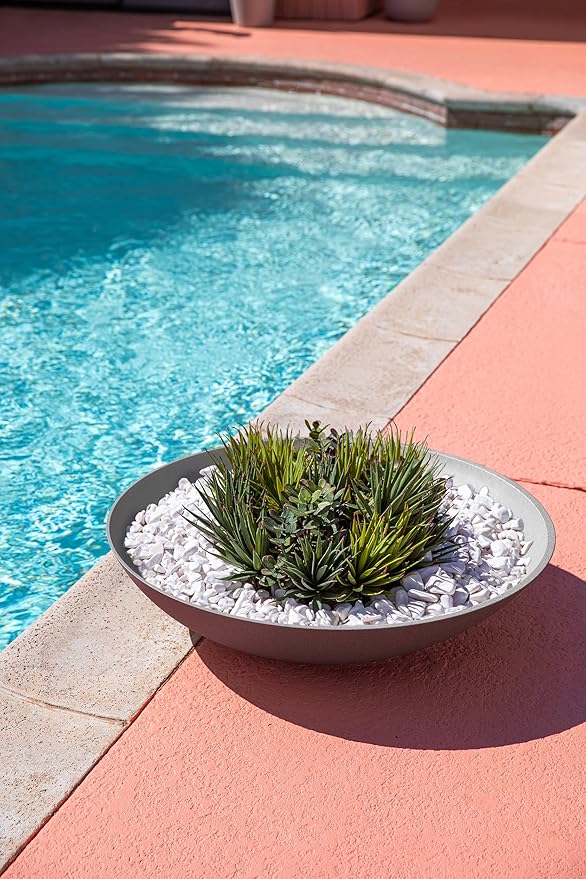Veradek Mason Series Lane Bowl Planter| for Indoor or Outdoor Tabletops/Gardens |Made from Plastic-Stone Composite with Drainage Holes|Modern Décor for Flowers, Succulents, Small Plants VeradekOutdoor