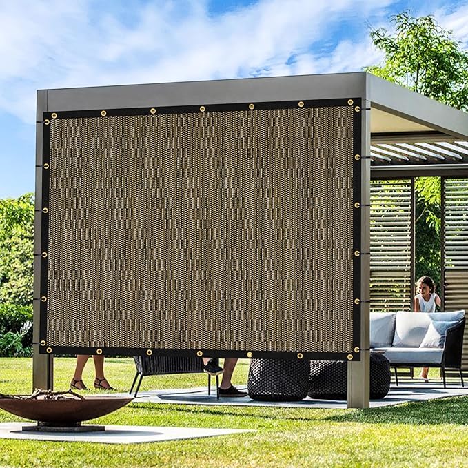 Artpuch Outdoor Pergola Shade Cover 8x16 FT Sun Shade Cloth with Grommets Mocha 90% UV Protection Canopy Patio Privacy Screen (Customized Available) Artpuch