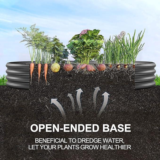 Land Guard 8×4×1 ft Galvanized Raised Garden Bed Kit，Raised Garden Boxes Outdoor, Oval Metal Raised Garden Beds for Vegetables（Grey）……… LandGuard
