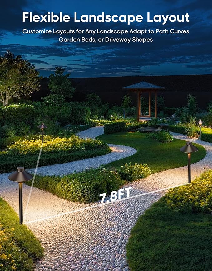 PARTPHONER Low Voltage Landscape Lighting 12-Pack, Aluminum 12V Pathway Lights with G4 Bulbs, Waterproof Oil Rubbed Bronze Color Wired Path Lights with Connectors for Walkway Yard Garden PARTPHONER