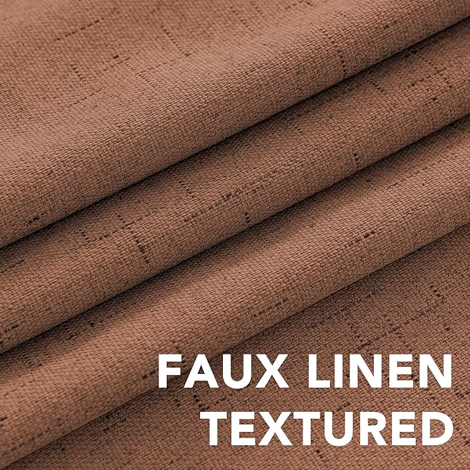 H.VERSAILTEX Linen Blackout Curtains 108 Inches Long 100% Blackout Thermal Insulated Textured Linen Look Curtain Draperies Anti-Rust Grommet, Energy Saving with White Liner, 2 Panels, Washed Spice HVERSAILTEX