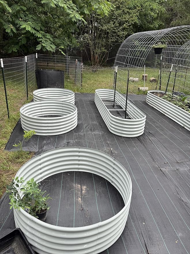 A ANLEOLIFE Set of 5, 18 Inch Tall Raised Garden Beds Kit, Large Oval & Small Oval Combo Metal Planters – Ideal for Backyard Vegetables Flowers Herbs AAnleolife