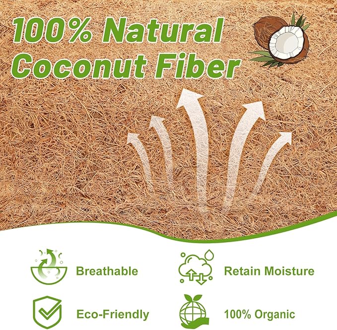 Remiawy Coco Liner Roll, 16 x 120 Inch Coconut Fiber Liners for Planters, Natural Coco Coir Mats Sheet for Flower Basket, Garden Decoration, Reptile Carpet, Animal Pet Pad, Window Box, DIY Moss Pole GARDENANDTOOL