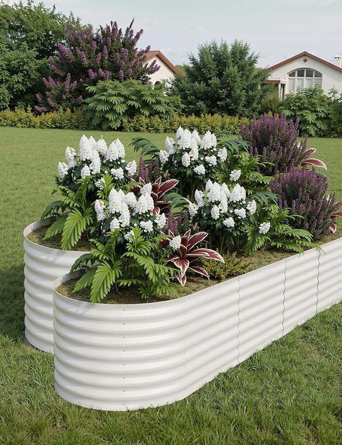 2 Pcs Raised Garden Beds Outdoor 8x2x2 ft - Galvanized Steel Planter Box for Vegetables, Flowers, Rust-Resistant Garden Box, Easy Assembly Raised Beds, Durable Planters for Outdoor Plants, Beige GarveeLife