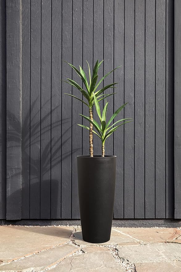 Veradek Mason Series Vega Planter - Round Tall Planter for Indoor or Outdoor Porch/Patio | Made from Plastic-Stone Composite with Drainage Holes | Modern Décor for, Flowers, Interior Plants VeradekOutdoor