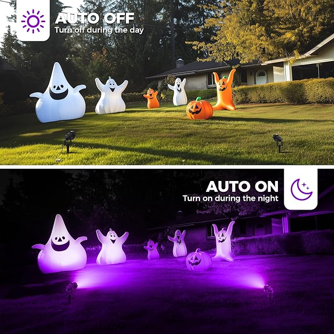 L LOHAS LED Tree Spotlight Outdoor, Purple Halloween Spot Lights for Yard, Auto On/Off 5W 120V Landscape Lighting for House, Holiday, Garden, Decoration, 450LM IP66 Waterproof, UL Listed, 2 Pack LLOHASLED