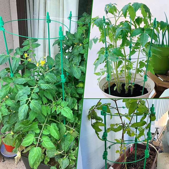 4 Pack Adjustable Tomato Cages, 36 Inch Plant Support Garden Trellis for Tomatoes, Cucumbers, Vegetables, Flowers, Roses & Climbing Vines – 4 Adjustable Rings for Sturdy Growth Anothera