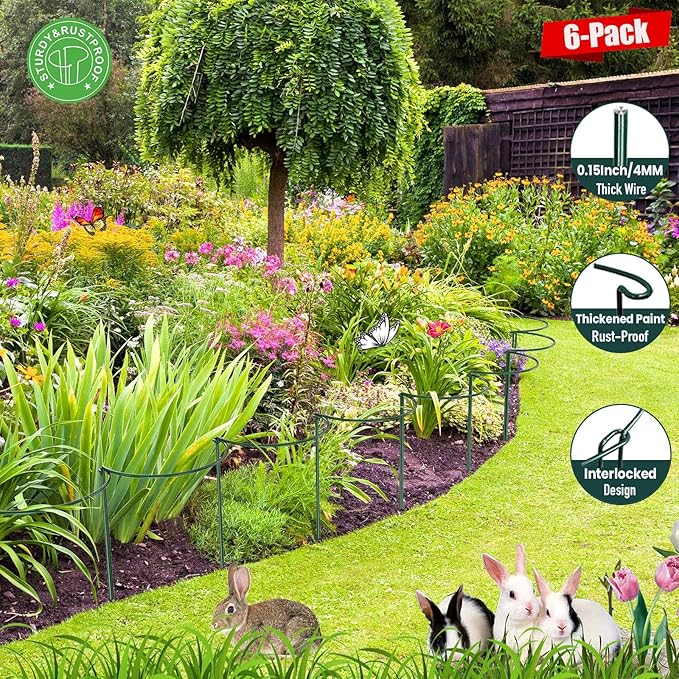 Half Round Snake Plant Support Stakes, Plant Ring for Peonies, Hydrangeas, ZZ, and More - Sturdy, Rust-Proof Plant Support Cages for Indoor and Outdoor Potted Plants (6 Pack, 14x8Inch) WooWellGoGoGoProducts