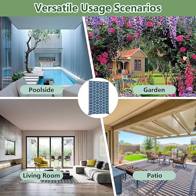 Casaphoria Metal Privacy Screen Outdoor, 72" H x 47" W Freestanding Decorative Privacy Screen for Patio Deck Balcony Garden with Stable Base, Blue-Square Casaphoria
