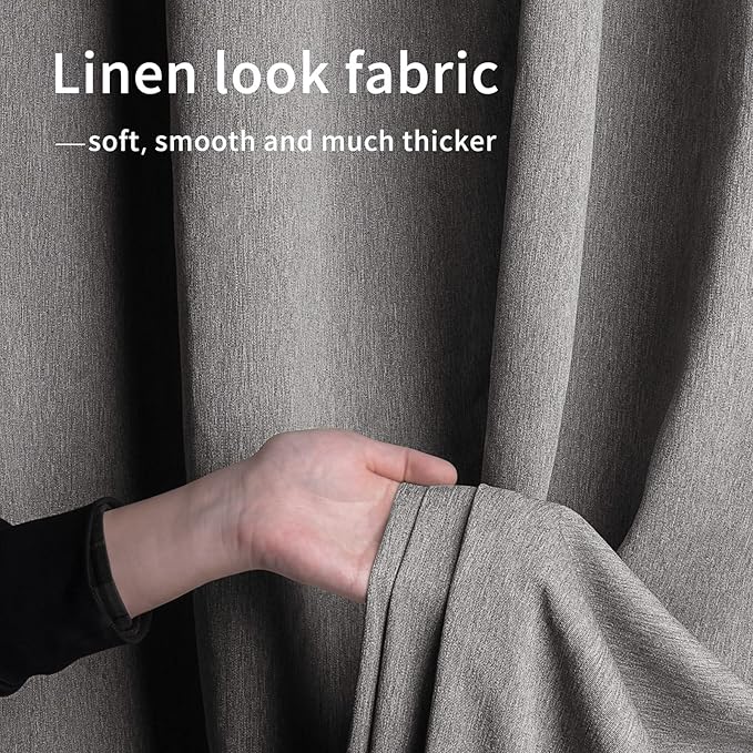 Easy-Going Linen Look Outdoor Curtains Waterproof Windproof Porch Curtains, Soft Thicken Outdoor Privacy Curtains for Patio, Gazebo, Grommet Top and Tab Bottom Drape, 1 Panel, 110x108 inch, Grey Easy-Going