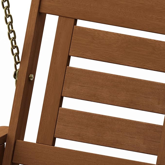 Furinno Tioman Hardwood Patio / Garden / Outdoor 2ft Porch Swing, 1 Seater with Hanging Chains, Natural Furinno-FitsYourSpaceFitsYourBudget