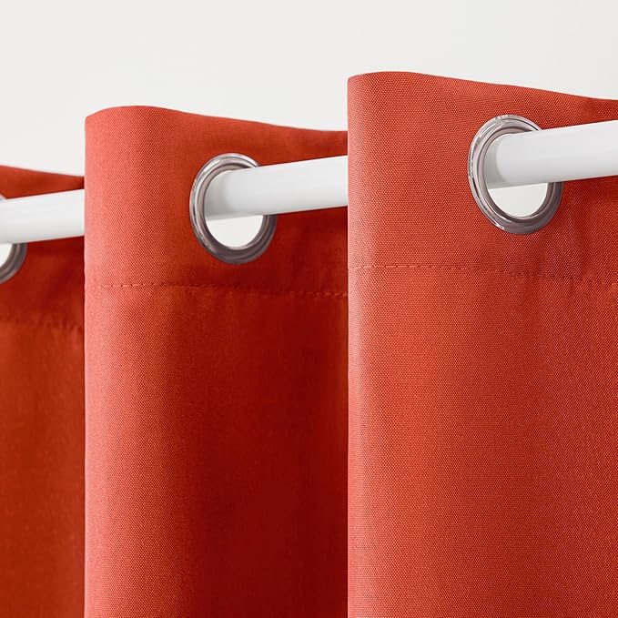 TOWN & COUNTRY BASICS Cabana Solid Heavyweight Indoor Outdoor Curtains, Light Filtering Opacity with Grommet Top, Water Repellent, 2-Pack Set, 54"x120", Mecca Orange TOWN+%26+COUNTRY+BASICS
