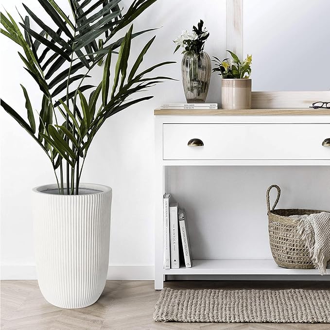 Oakrain 18" H Tall Planter, Large Indoor Outdoor Decorative Pot with Drainage Hole, Modern Minimalist Vase for Home Garden, Living Room, Kitchen Oakrain