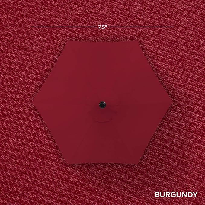 Best Choice Products 7.5ft Outdoor Solar Market Table Patio Umbrella for Deck, Pool w/Tilt, Crank, LED Lights - Burgundy BestChoiceProducts