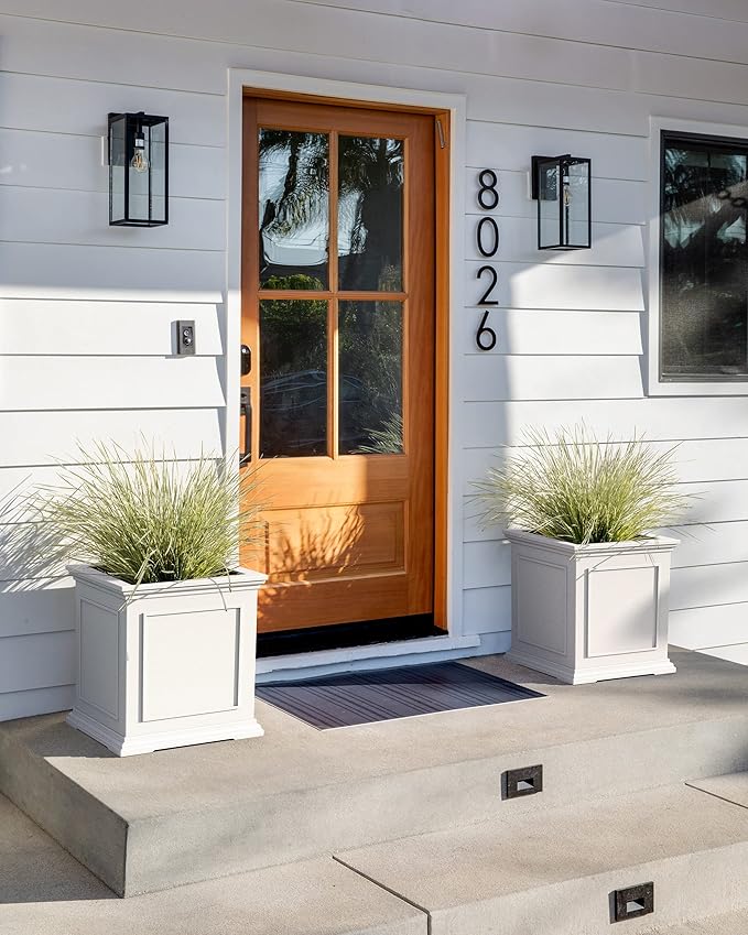Veradek Brixton Series Cube Plastic Planter - Square Planter for Indoor or Outdoor Patio/Front Porch | Durable All-Weather Use w/Drainage Holes | Classic Estate Design for Flowers, Tall Plants, Trees VeradekOutdoor