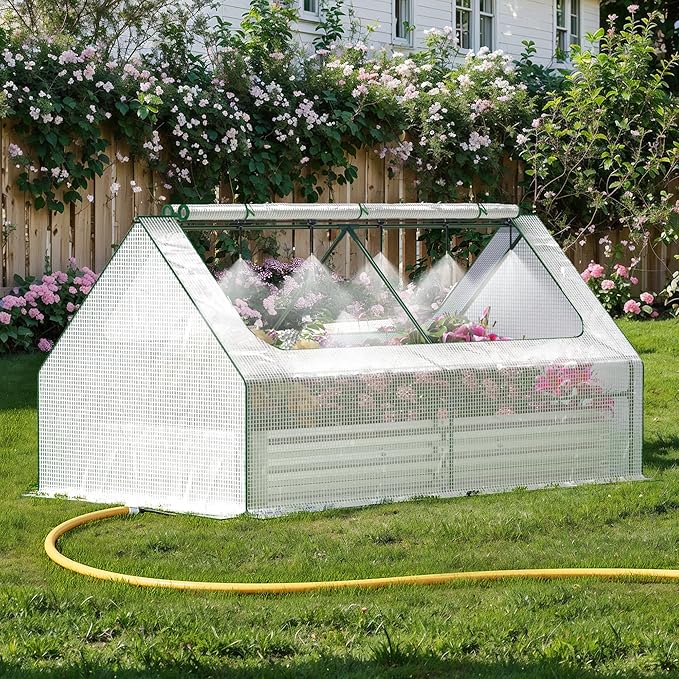 Raised Garden Bed with Self-Watering System, 6x3x1 ft Elevated Planter Boxes Outdoor with PE Cover, Galvanized Raised Beds for Gardening,Vegetables,Flowers, Backyard, Patio Lineware