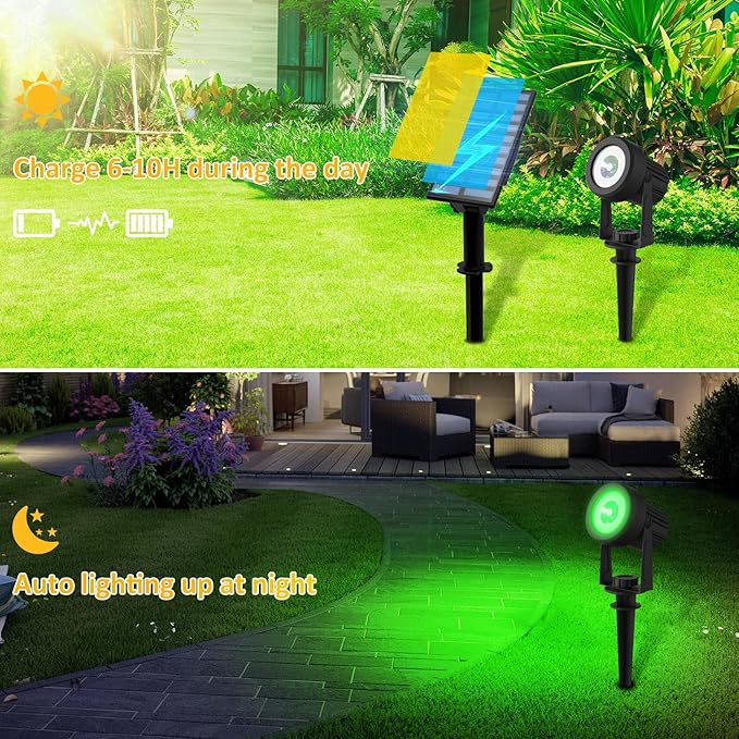T-SUNUS RGB Solar Landscape Spotlights Christmas, Color Changing Spot Light Outdoor IP65 Waterproof Garden Lights 9.8ft Cable with Separated Panel for Yard Driveway Porch Walkway Pool Patio Halloween T-SUNUSLighting