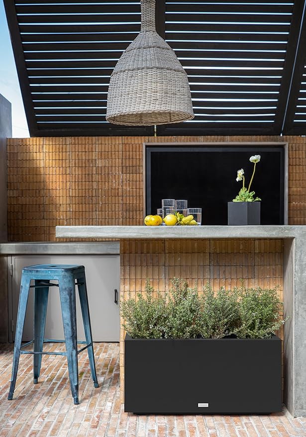 Veradek Block Series Long Box Planter - Large Rectangular Planter for Indoor or Outdoor Patio/Porch | Durable All-Weather Use with Drainage Holes | Modern Décor for Tall Plants, Flowers or Shrubs VeradekOutdoor