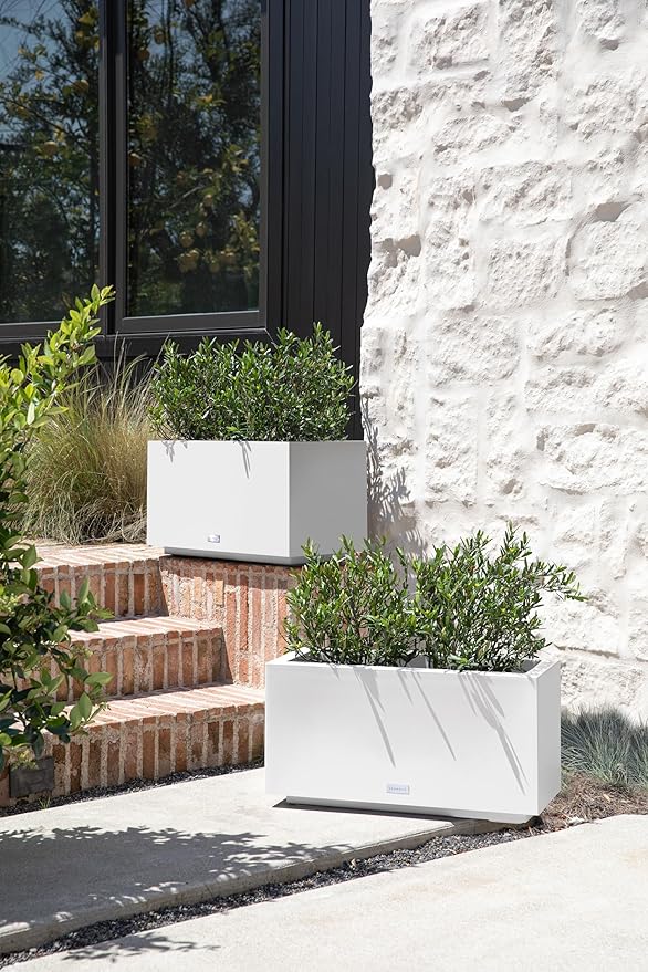 Veradek Block Series Long Box Planter - Large Rectangular Planter for Indoor or Outdoor Patio/Porch | Durable All-Weather Use with Drainage Holes | Modern Décor for Tall Plants, Flowers or Shrubs VeradekOutdoor