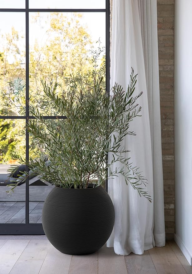 Veradek Strata Series Sphere Round Planter for Patio & Backyard | Durable Plastic-Stone Material | Modern Décor for Tall Trees and Plants VeradekOutdoor