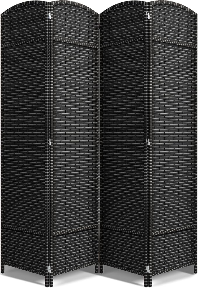 Sorbus 4 Panel Room Divider 6 ft. Tall - Privacy Screen, Extra Wide Double Hinged Panels, Mesh Hand-Woven Design, Partition Room Dividers and Folding Privacy Screens, Wall Divider for Room Separation Sorbus